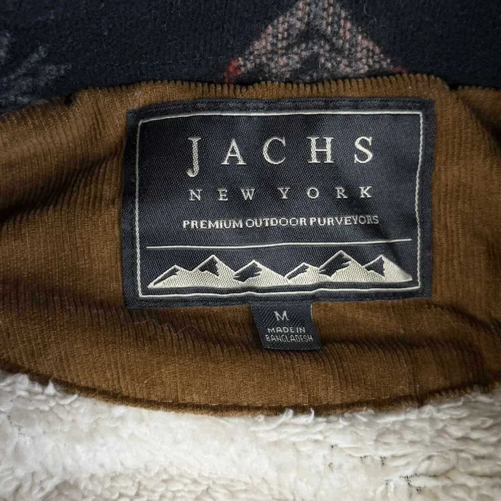JACHS NEW YORK Jacket Mens M Wool Blend Button Aztec Sherpa Lining Fleece Ranch